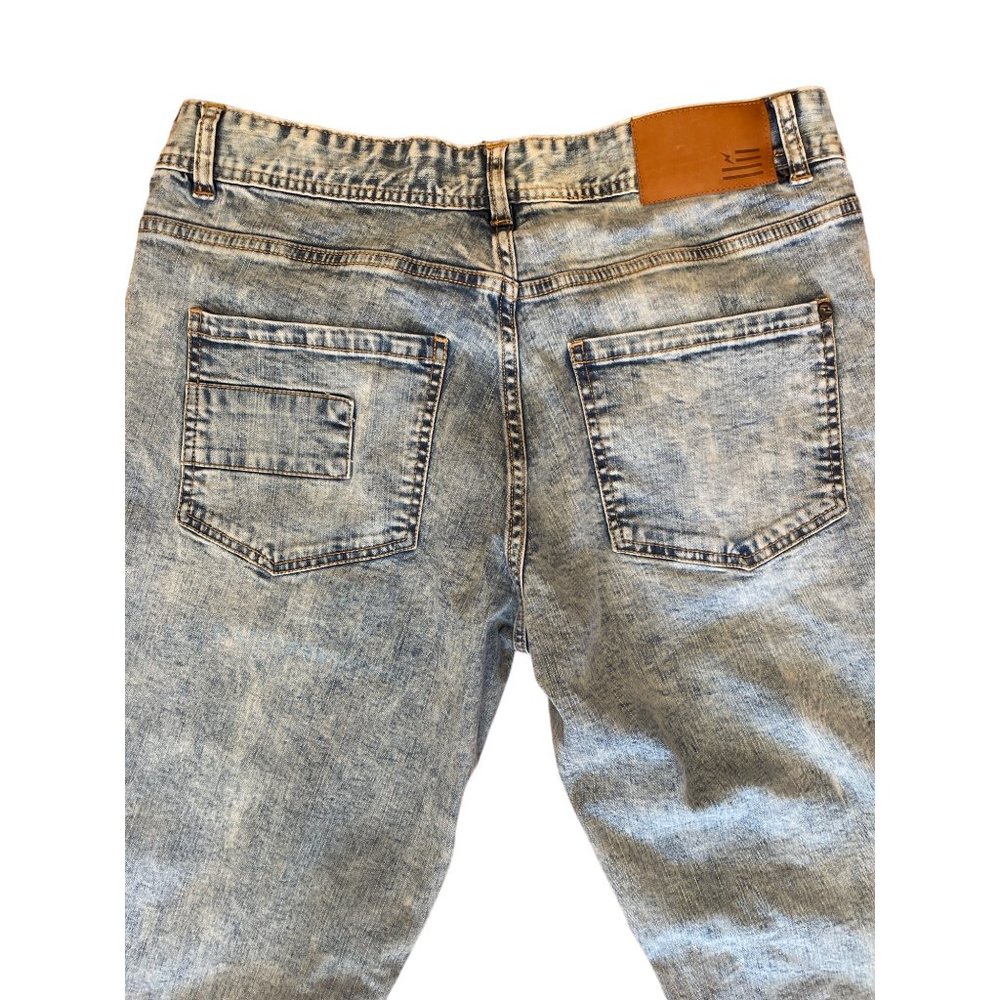 Hyper Denim Slim Fit Lightening Distressed Light Acid Wash Jeans Size 30 - Picture 7 of 9